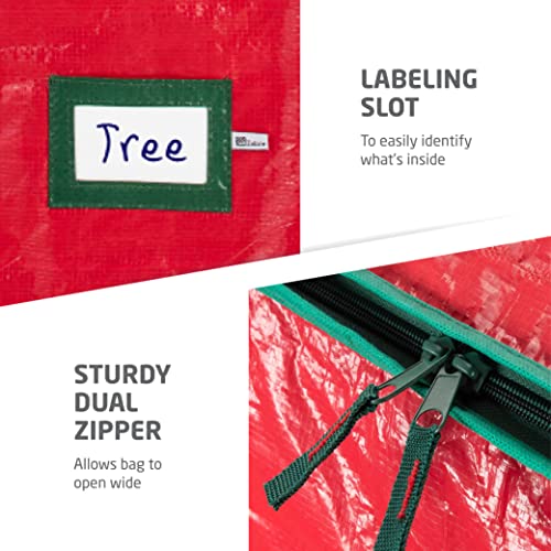 Large Christmas Tree Storage Bag - Fits Up to 9 ft Tall Holiday Artificial Disassembled Trees with Durable Reinforced Handles &#x26; Dual Zipper - Waterproof Material Protects from Dust and Moisture (Red)