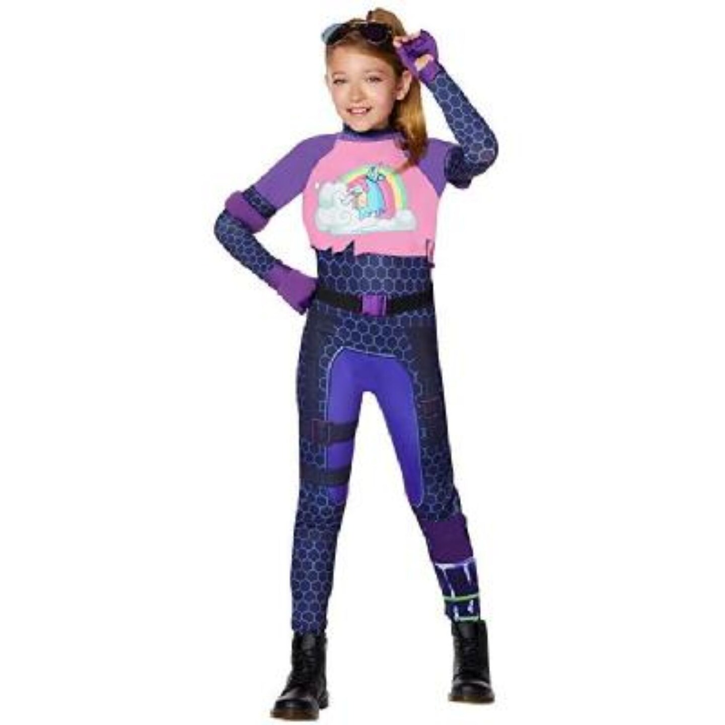 The Costume Center Purple and Blue Fortnite Brite Bomber Girl's Halloween Costume, Large 12-14