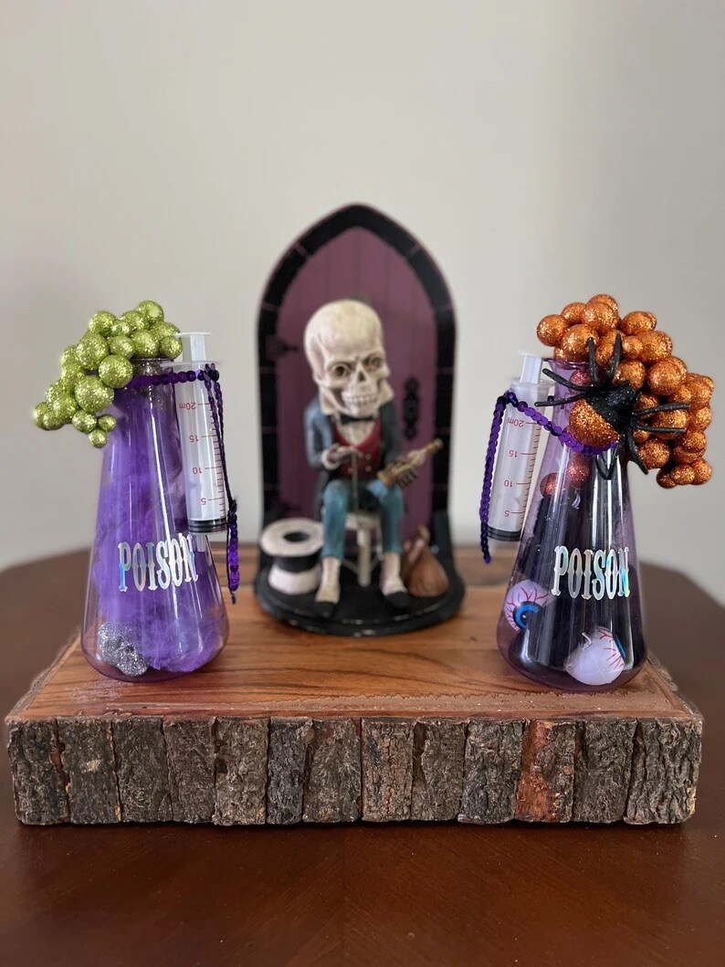 Poison Beakers, Bubbling Beaker, Halloween Poison Decor, Halloween Laboratory, Mad Scientist Decor, Witch Poison, Creepy Laboratory product 2