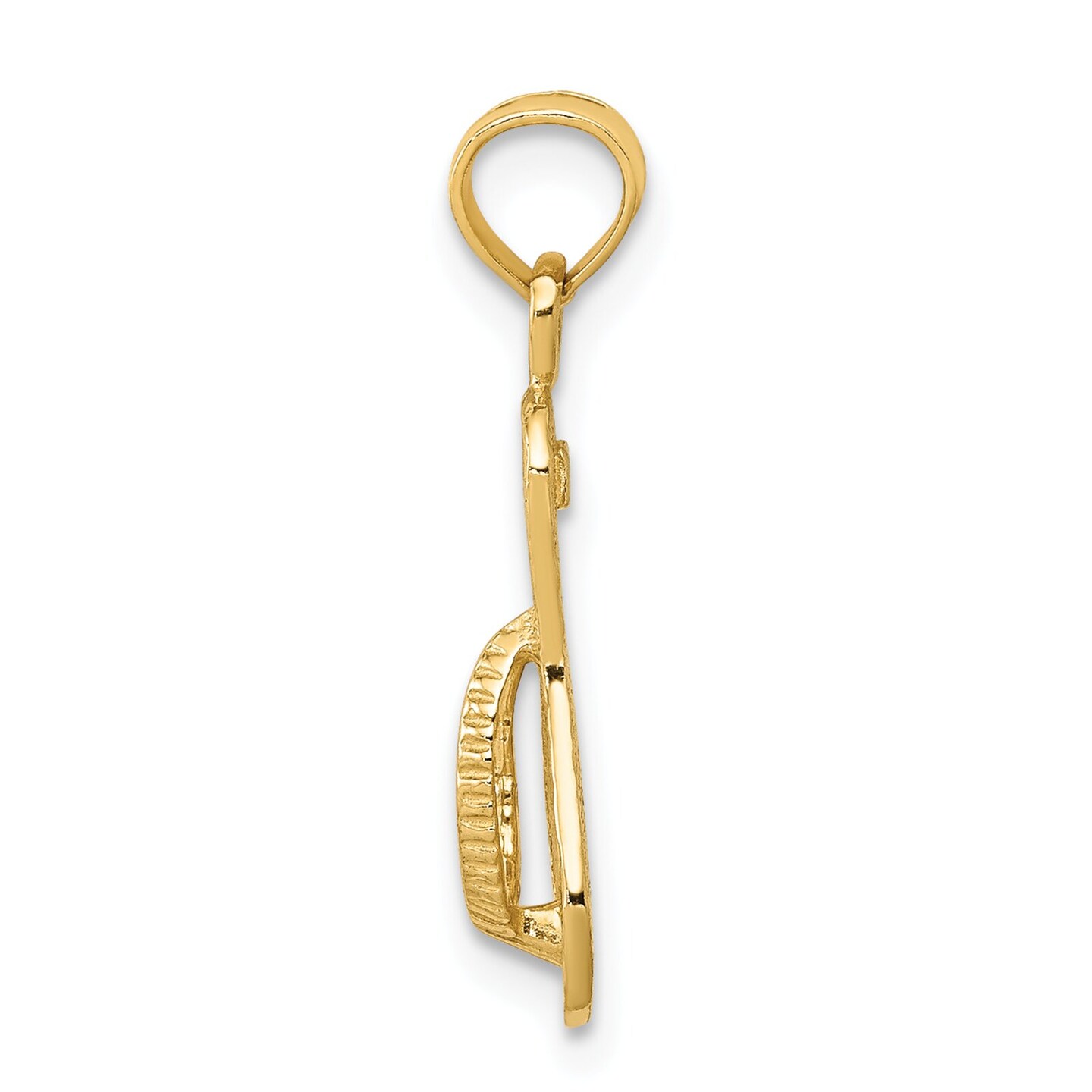 14K Yellow Gold Flip Flop Charm Sandal Shoe Pendant Jewerly 22mm x 7mm