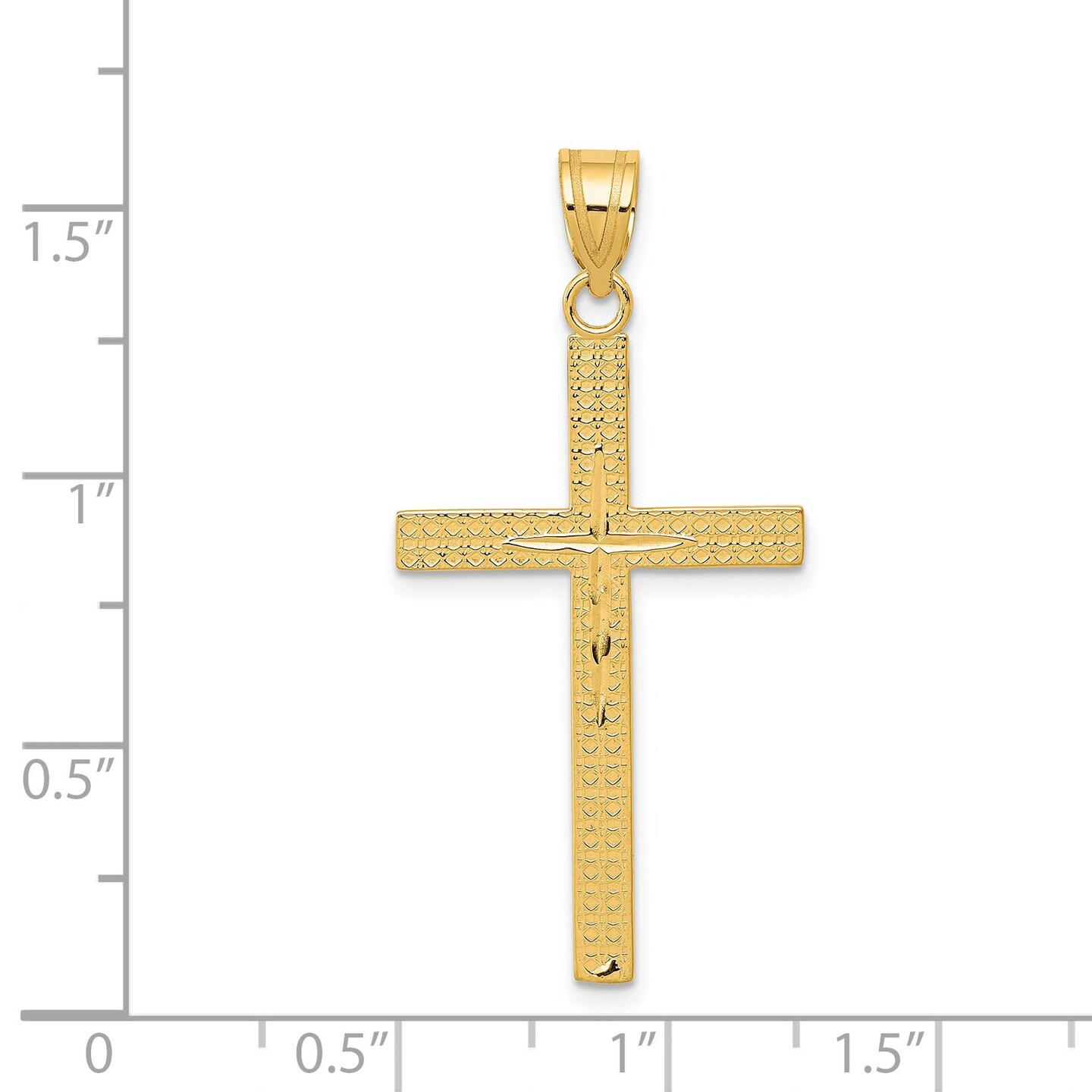 14K Gold Diamond Cut Latin Cross Pendant Charm Jewelry 41 x 20 mm