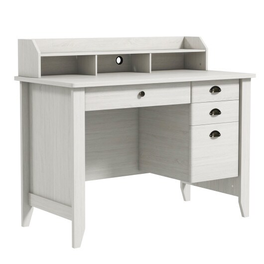Modern Computer Desk with Storage Shelves and 4 Drawers