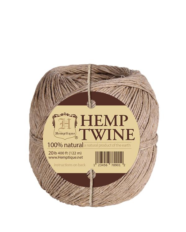Hemptique Hemp Twine Ball Eco Friendly Sustainable Naturally Grown Fiber Outdoor Gardening Gift Wrapping Scrapbooking Bookbinding Crafting