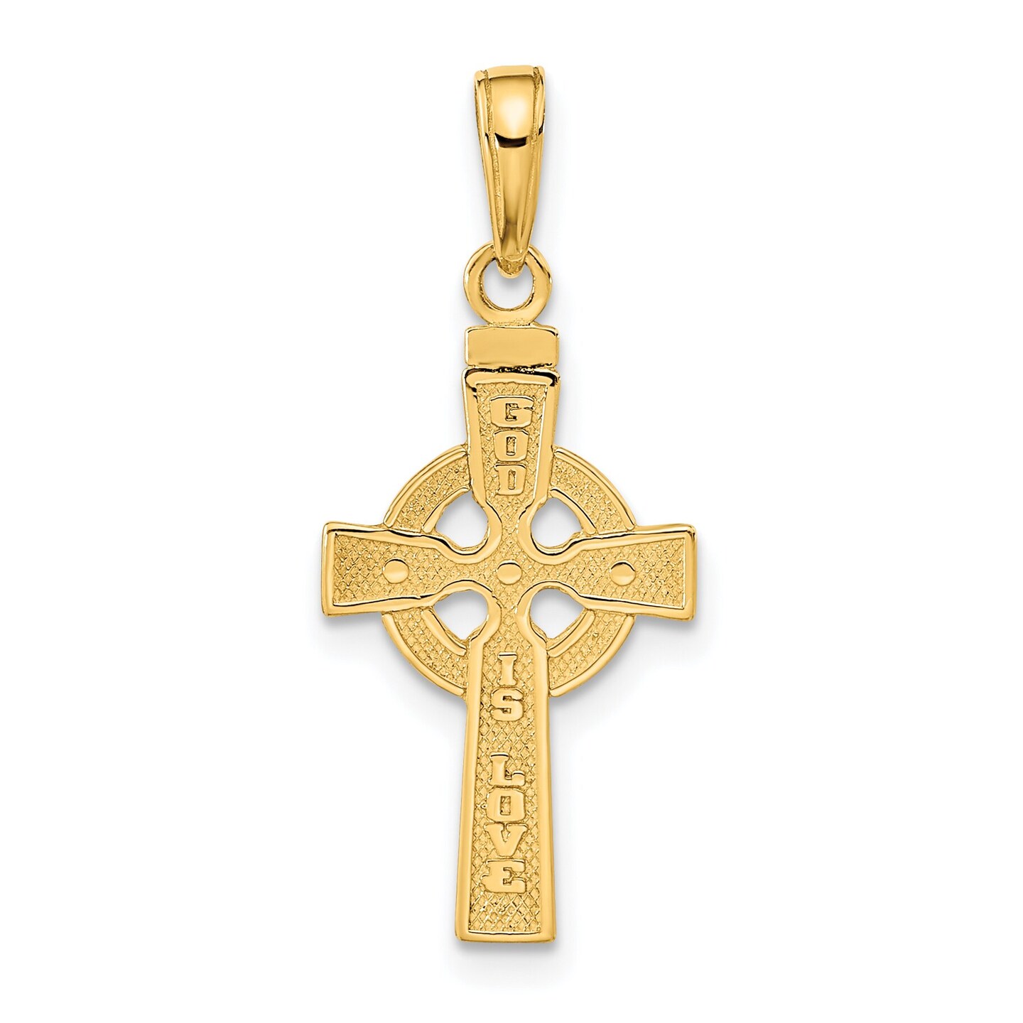 14K Yellow Gold Celtic Cross Pendant Charm Jewelry 29mm x 13mm