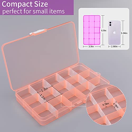 4 PCK Jewelry Organizer, SMALL Plastic Jewelry Box(15 grids) with Movable Dividers Earring Storage Containers, Size 6.9×3.9×0.9in