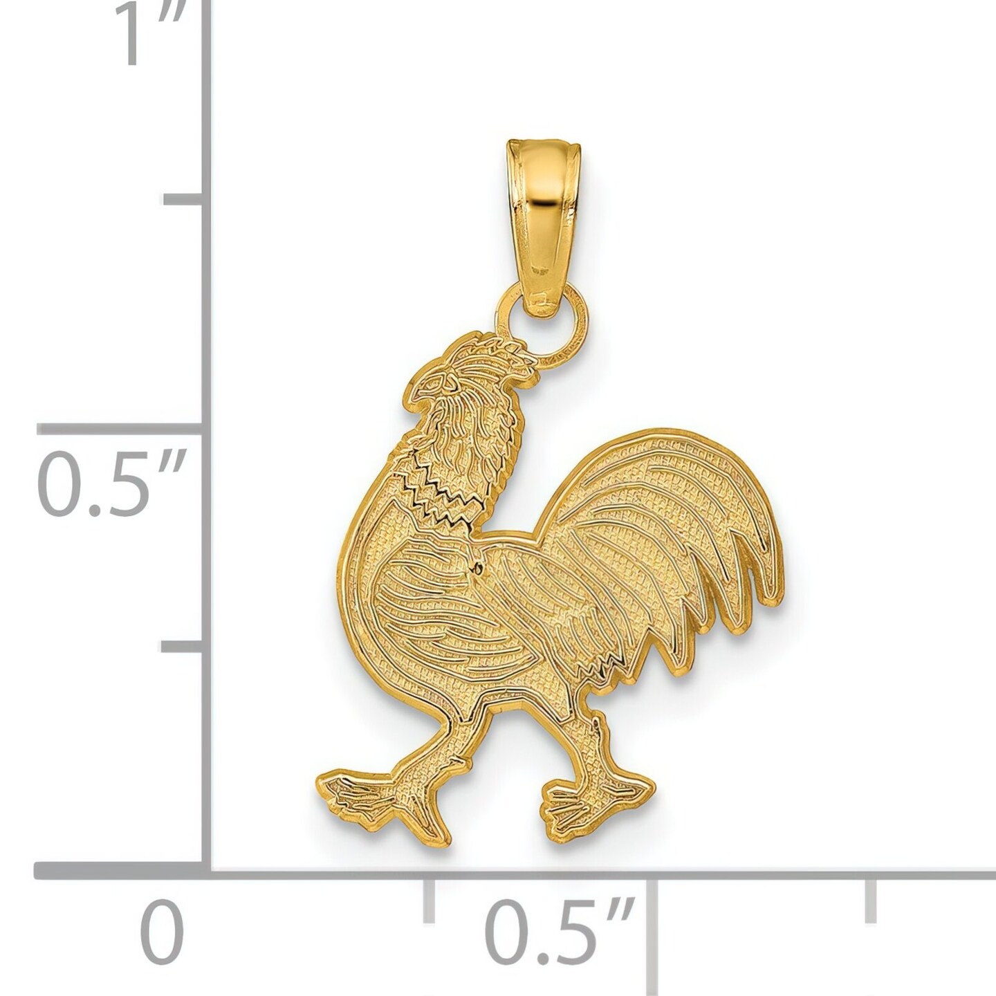 14K Gold Rooster Pendant Charm Jewelry 20 x 12.5 mm