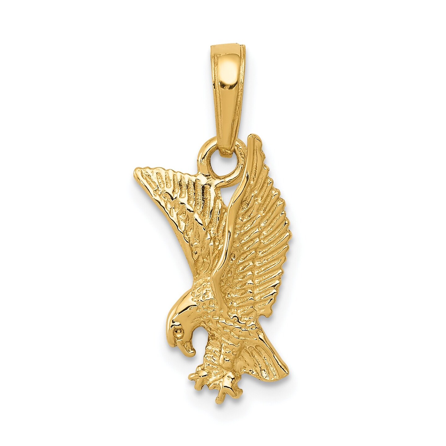 14K Yellow Gold Eagle Swooping Charm Bird Pendant Jewerly 19mm x 9mm