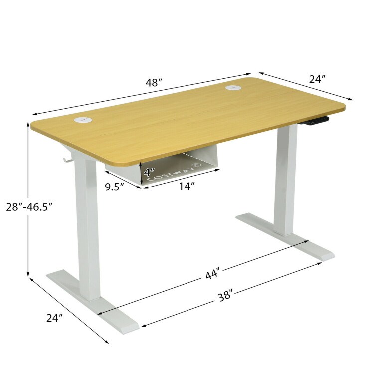 48 Inches Electric Standing Height Adjustable Computer Desk with USB Port and Cable Management tray