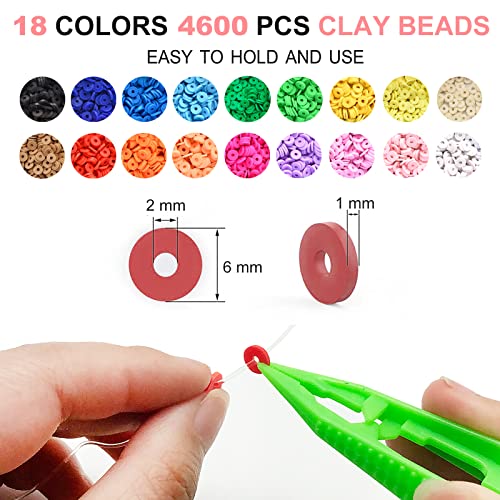 Redtwo 5100 Clay Beads Bracelet Making Kit, Flat Preppy Beads for Friendship Jewelry Making,Polymer Heishi Beads with Charms Gifts for Teen Girls Crafts for Girls Ages 8-12