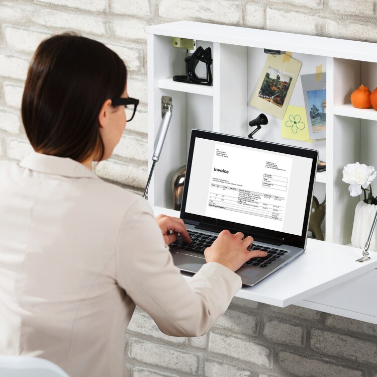 Wall-Mount Floating Desk Foldable Space Saving Laptop Workstation