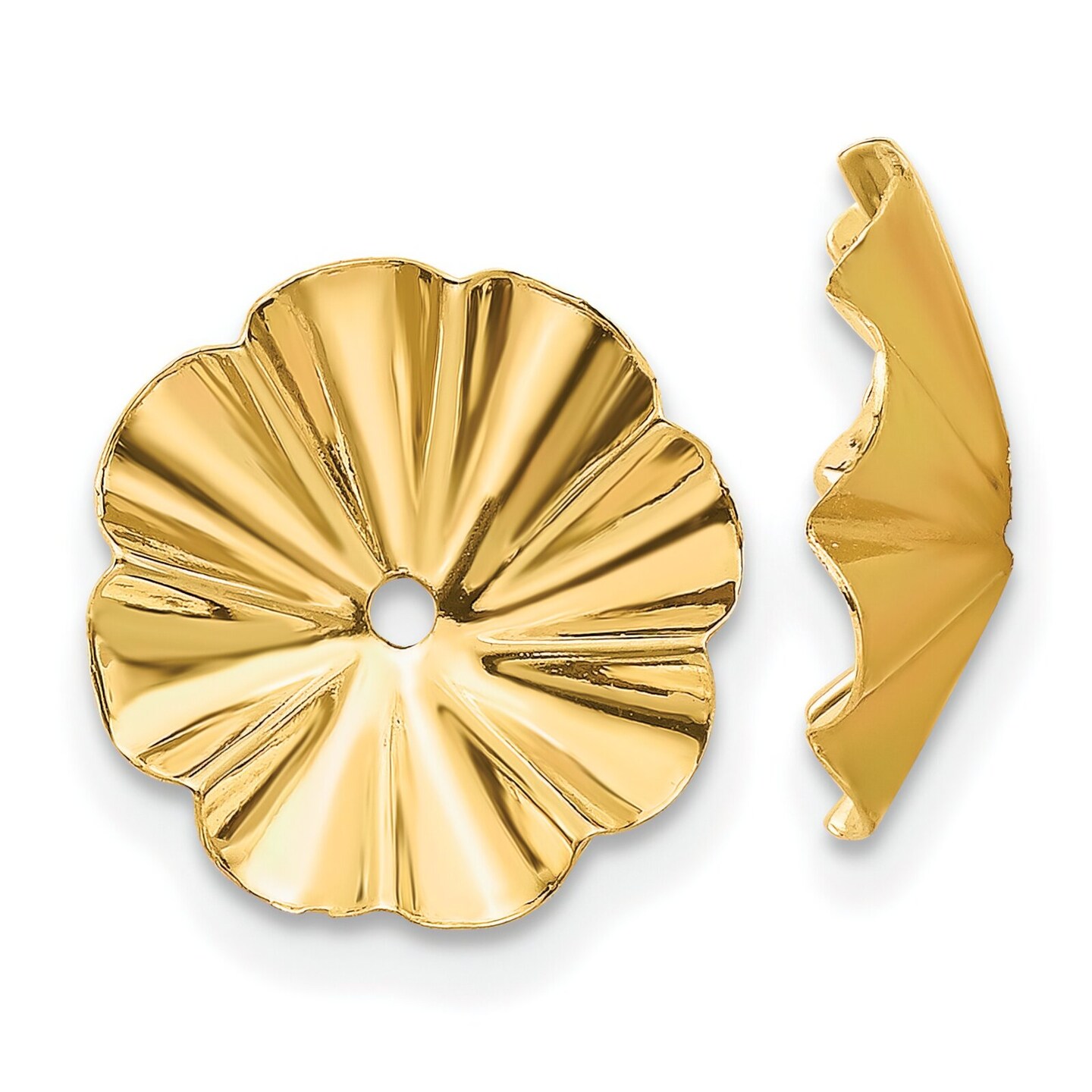 14K Yellow Gold Fancy Earring Jackets Jewelry 10mm x 10mm