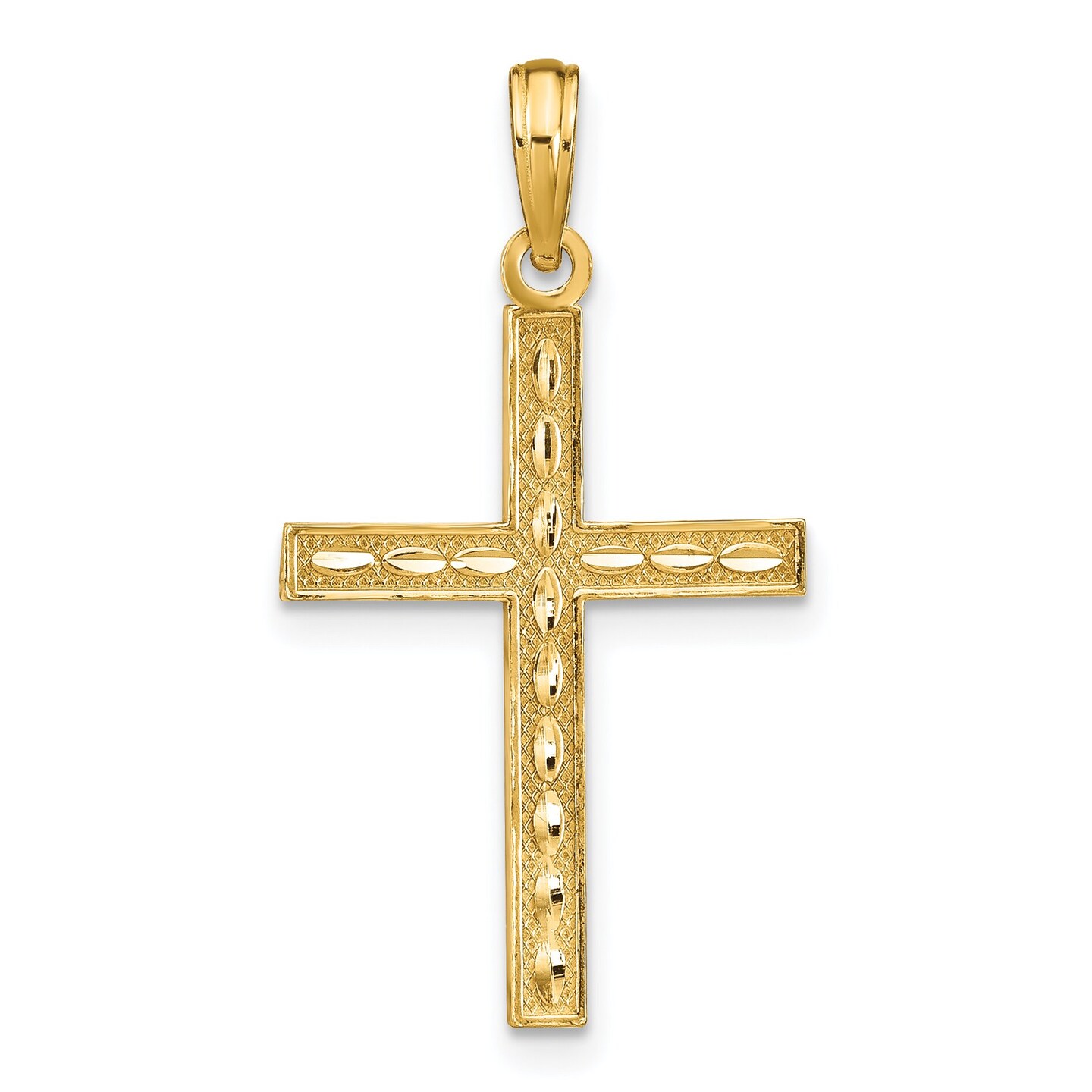 14K Gold Reversible Cross Hope Faith Love Pendant Charm Jewelry 31mm x 17mm