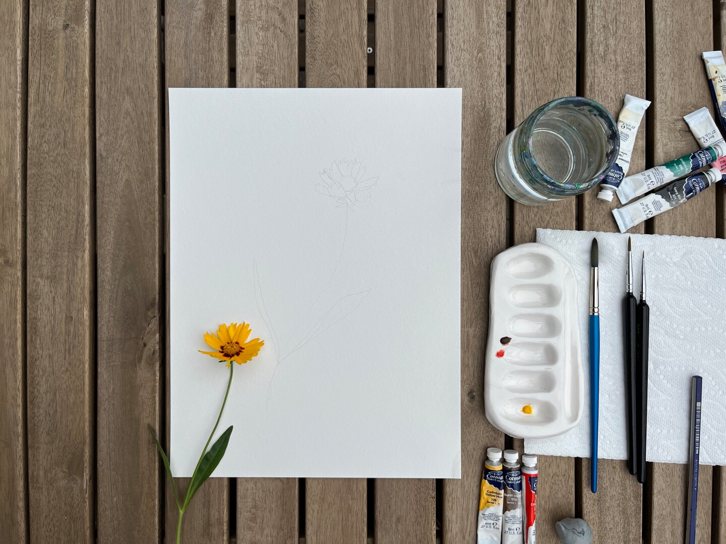 Yellow Flower Watercolor Painting image 2