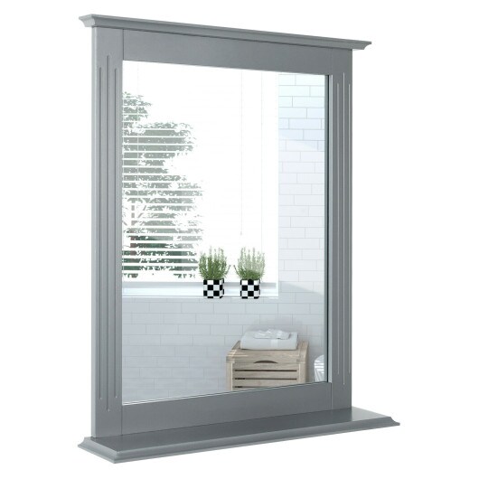 Space Saving Wall-Mounted Bathroom Vanity Mirror with Bottom Shelf Suitable for Any Room