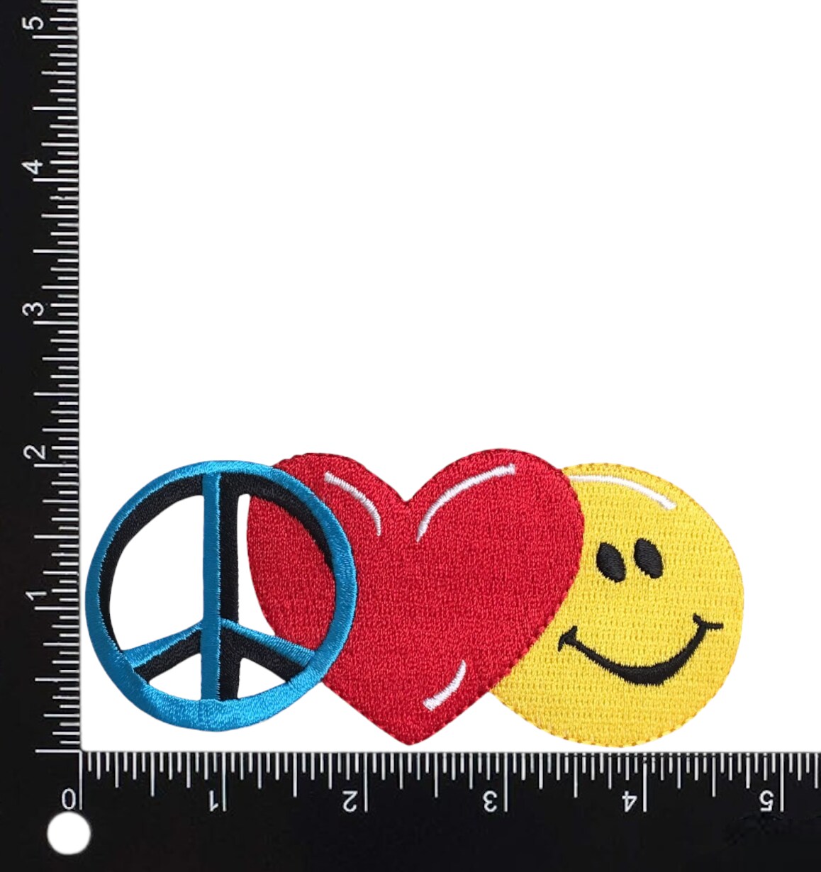 Peace, Love, Happiness, Embroidered, Iron on Patch