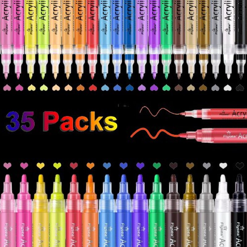 Paint Marker Set: 12 Extra Fine Tip and 12 Medium Tip Paint Pens