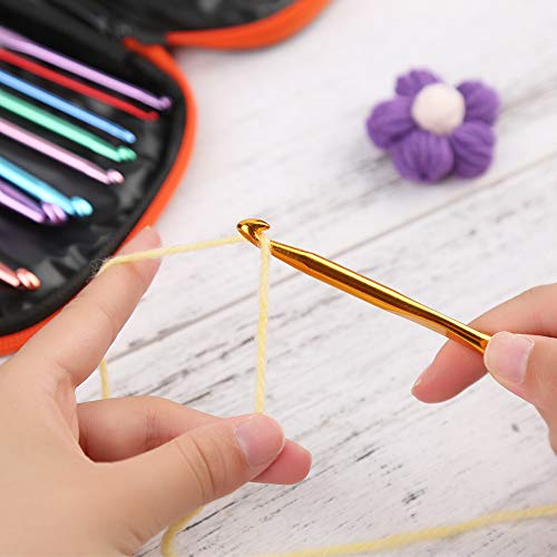 54 Pieces Crochet Needles Set, Crochet Hooks Kit with Storage Case, Ergonomic Knitting Needles Blunt Needles Stitch Marker DIY Hand Knitting Craft Art Tools for Beginners