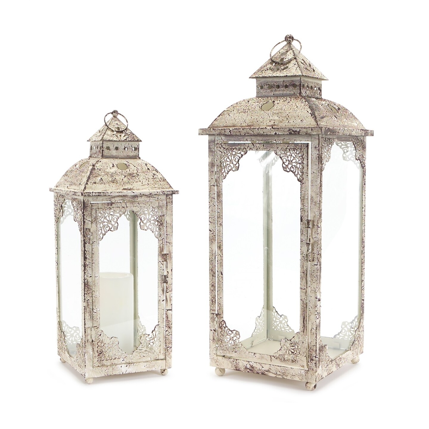 Melrose Set of 2 Distressed Hanging Candle Lanterns 22
