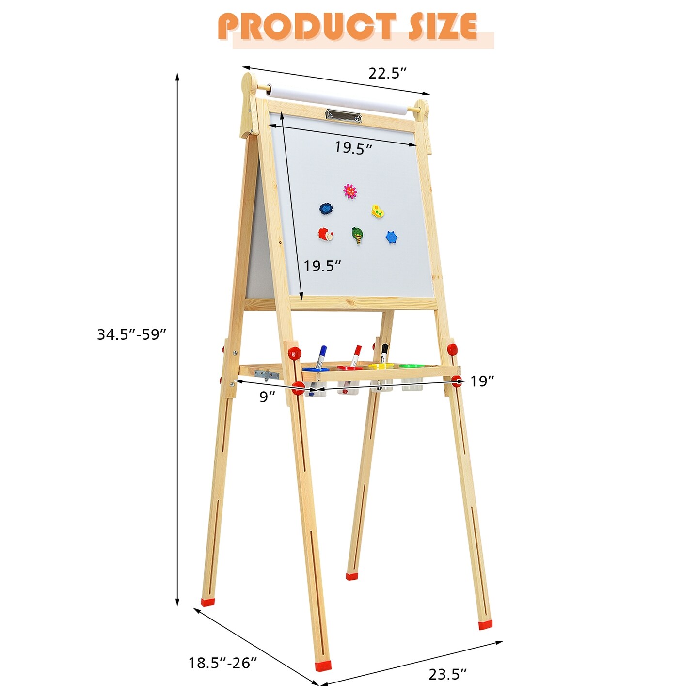 Natural Children’s Double-Sided Drawing Easel with Paper Roll