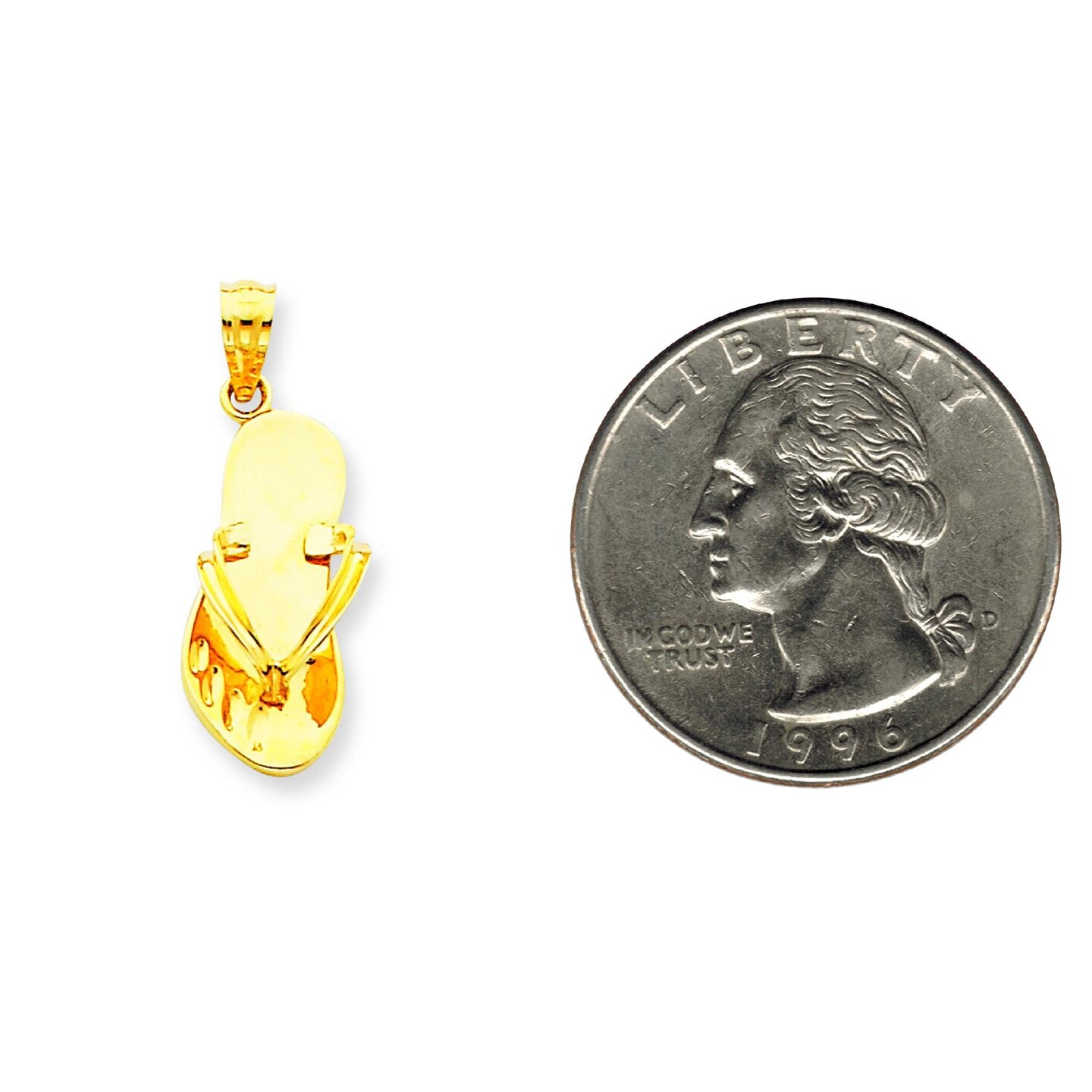14K Gold Flip Flop Charm Beach Sandal Shoe Pendant Jewerly 25mm x 9mm