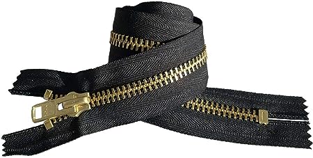 YKK #10 Extra Heavy Duty Black Brass Closed Bottom Zipper - Choose Your Length - Color Black - Made in The United States (1 Zipper Per Pack) (22" Inches)