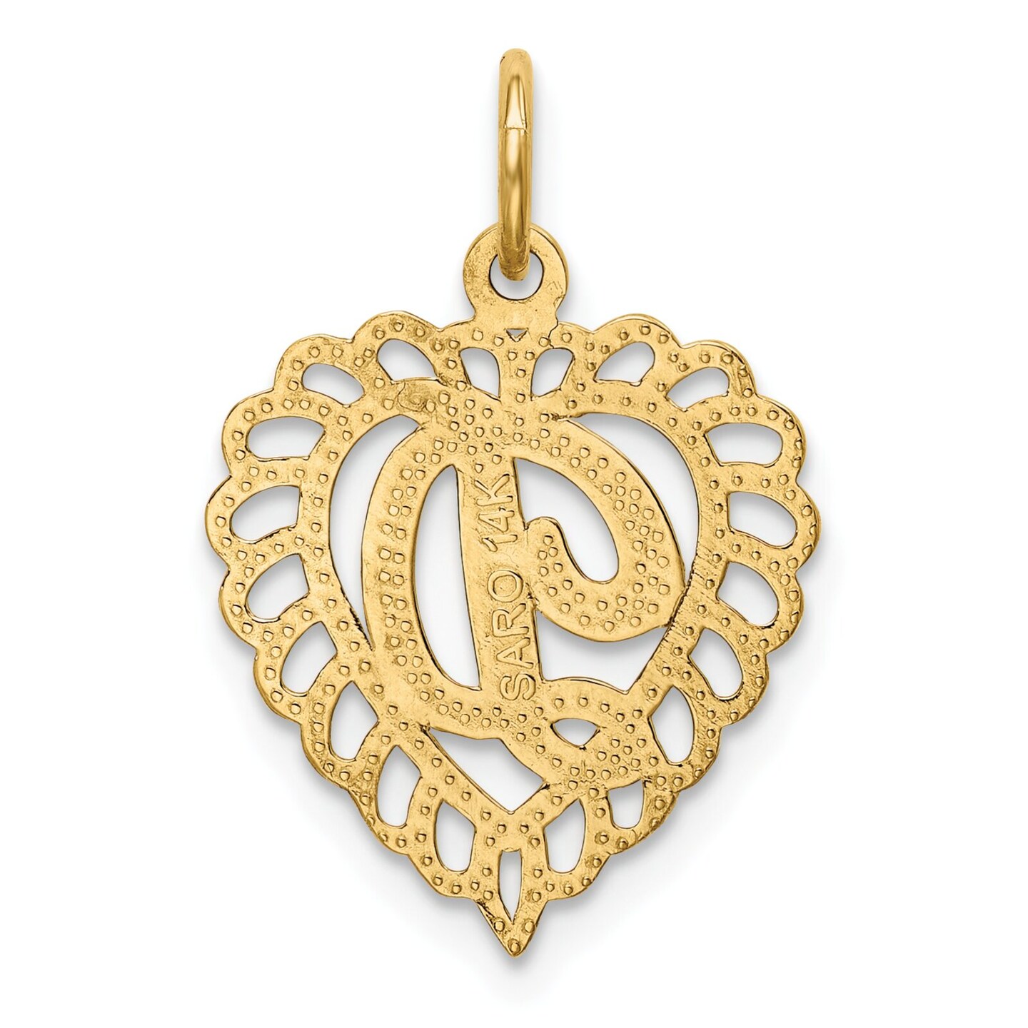 14K Yellow Gold Initial Letter D Heart Charm Pendant New 23 X 15mm Jewerly