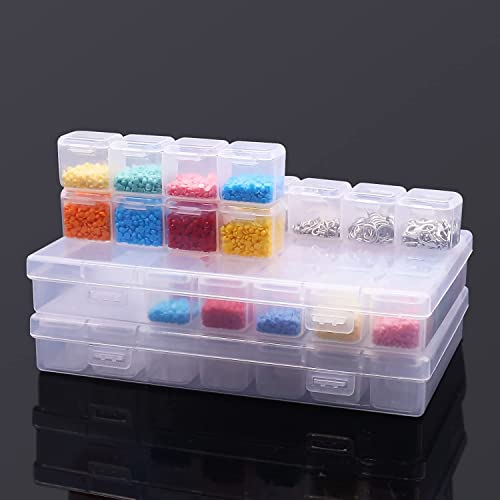 ARTDOT 28 Girds 2 Pack Diamond Painting Storage Containers Portable Bead Storage Container for Diamond Painting Accessories
