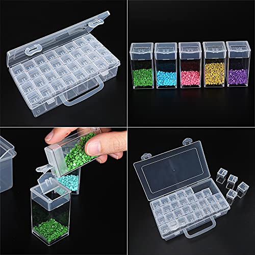 32 Grids Diamond Painting Drill Storage Containers, Diamond Organizer Case Embroidery Beads Storage Box with Label