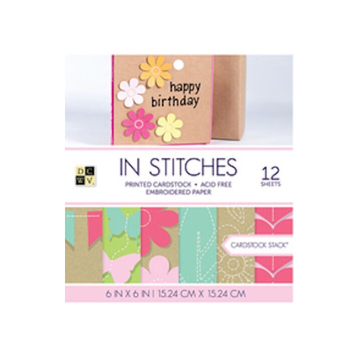 DCWV®️ STACK - 6 X 6 -IN STITCHES PAPER PAD 12 SHEETS MS-010-00015 by American Crafts
