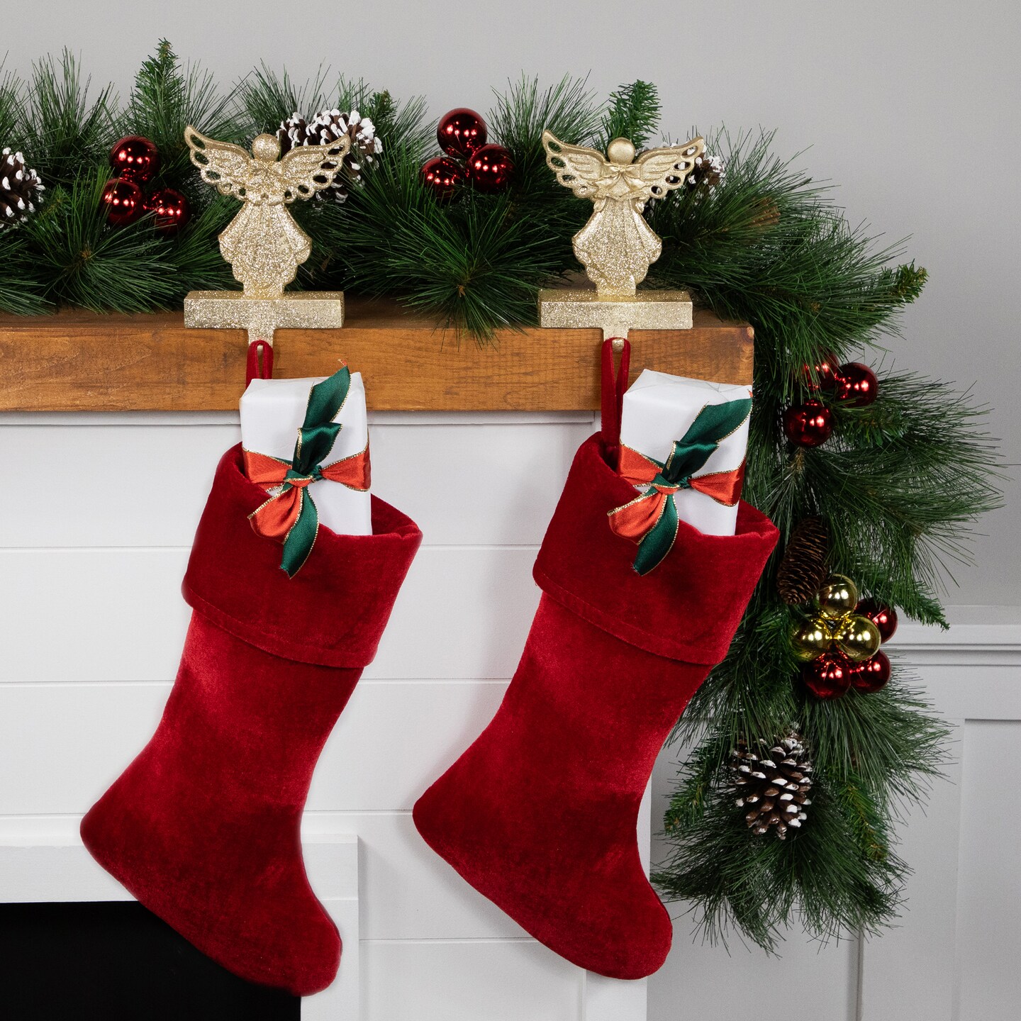 Northlight Angel Glittered Christmas Stocking Holders - 5.5&#x22; - Gold - Set of 2