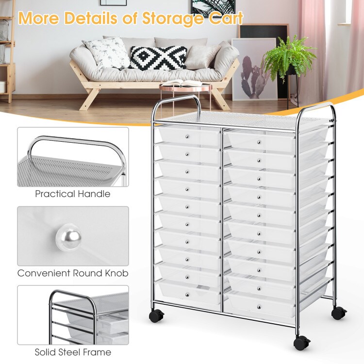 20 Drawers Multi-Purpose Rolling Storage Cart Perfect for Home and Office Use