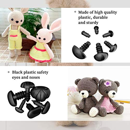 700 Pcs Safety Eyes for Amigurumi with Washers 6-14mm Plastic Crochet Safety Eyes Black Safety Eyes for Crochet Stuffed Animals DIY Halloween