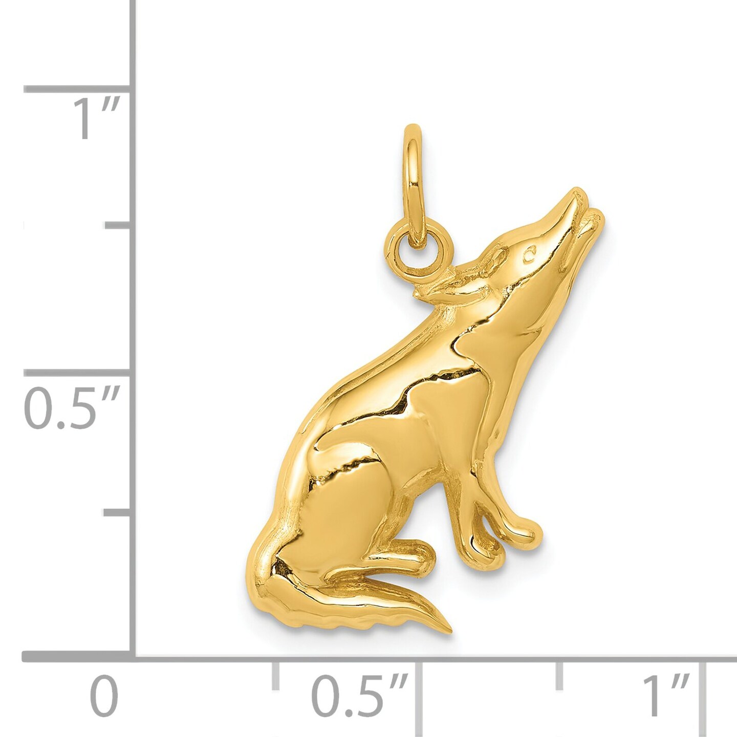 14K Gold Wolf Charm Pendant Jewelry 23 x 13 mm