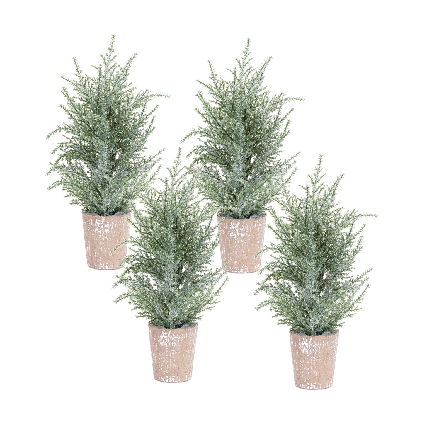 Potted Icy Pine Tree (Set of 4)