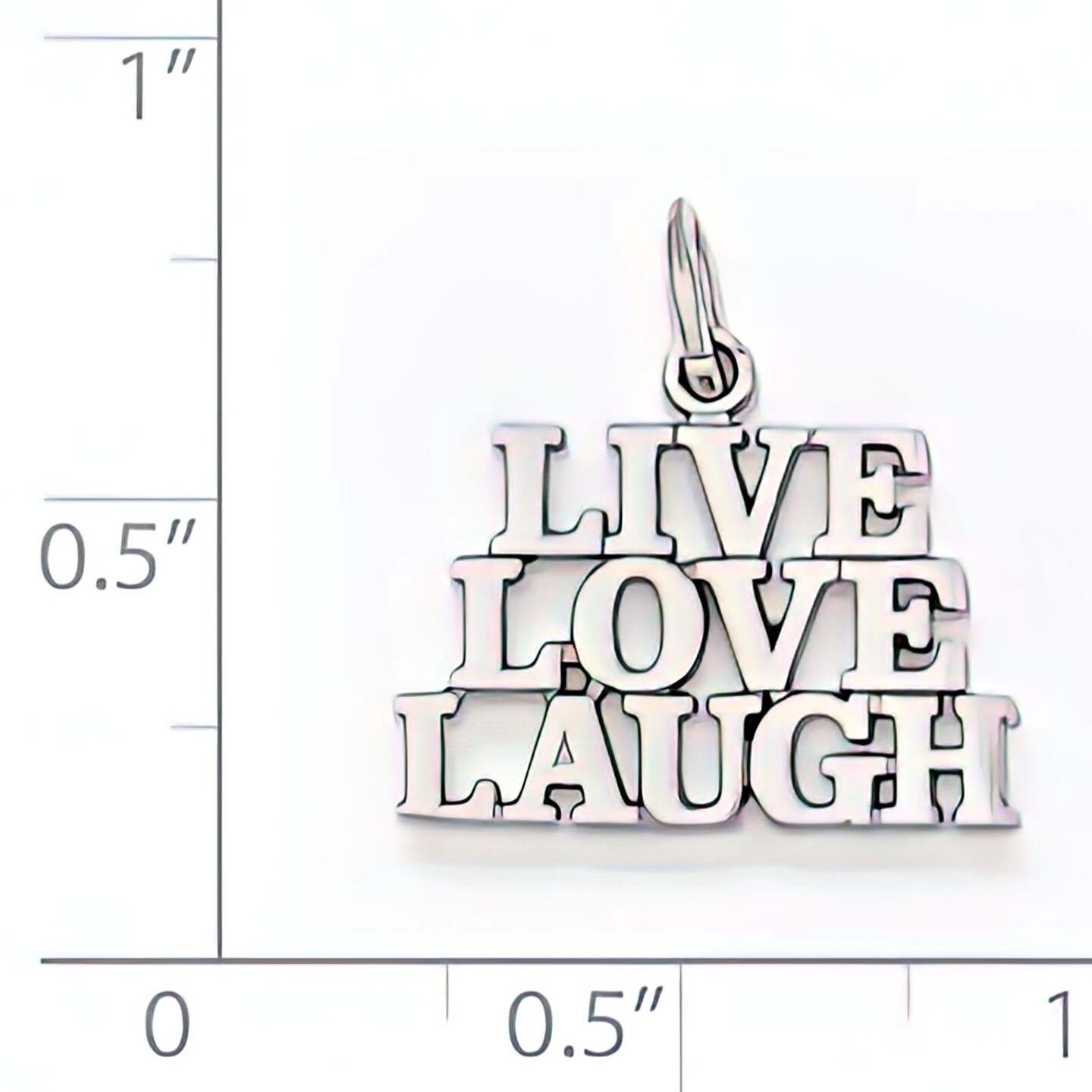 14K White Gold Polished Live Love Laugh Charm Jewelry 19mm x 17mm