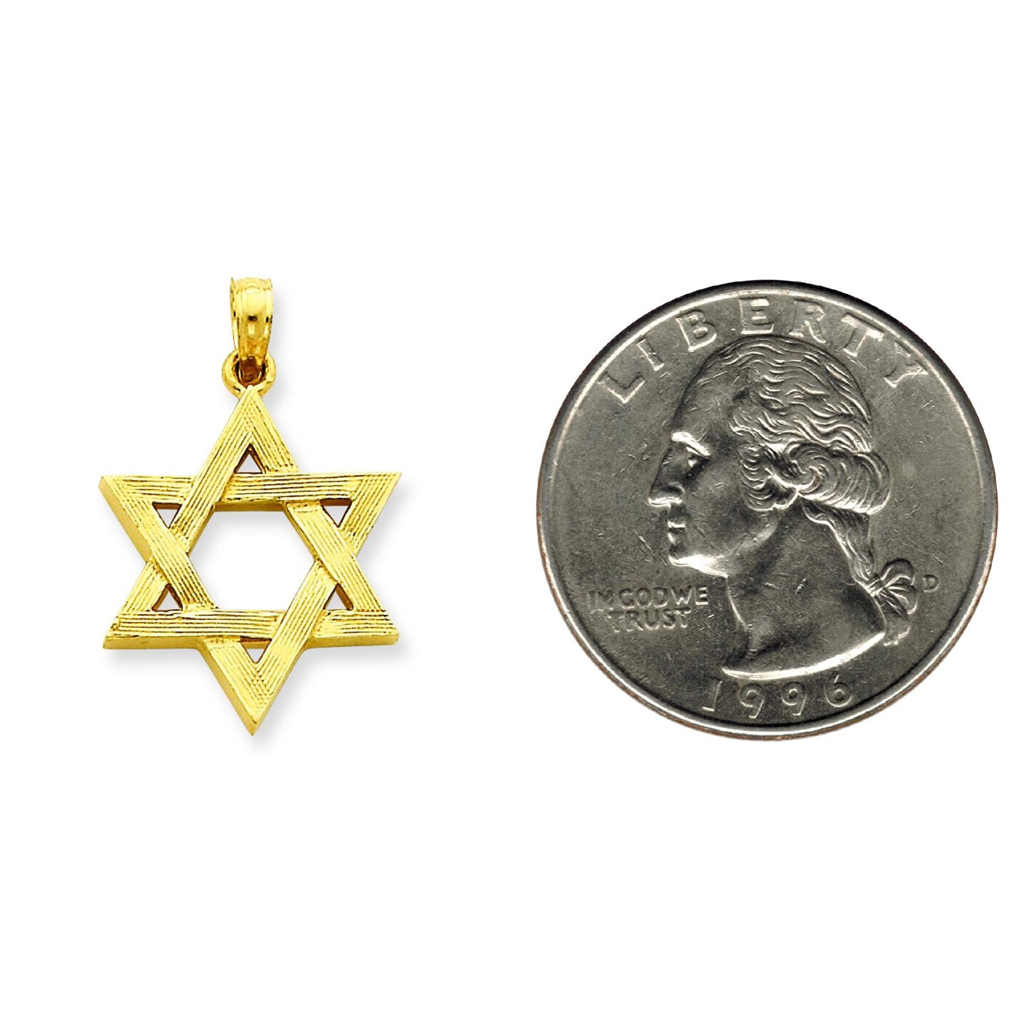14K Yellow Gold Star of David Pendant Charm Jewelry