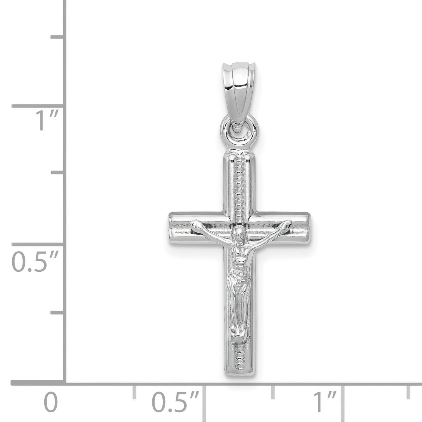 14K White Gold Crucifix Pendant Charm Religious Jewerly 30mm x 14mm