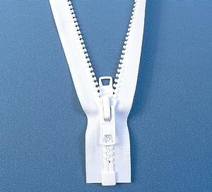 YKK Zipper, White #10 Brand Separates at The Bottom, Marine Grade Metal Tab Slider, Heavy Duty (60" Inch)