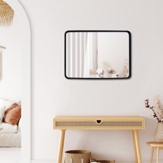Rectangular Wall Mount Multi-Layer Bathroom Vanity Mirror with Steel Frame Suitable for Any Room