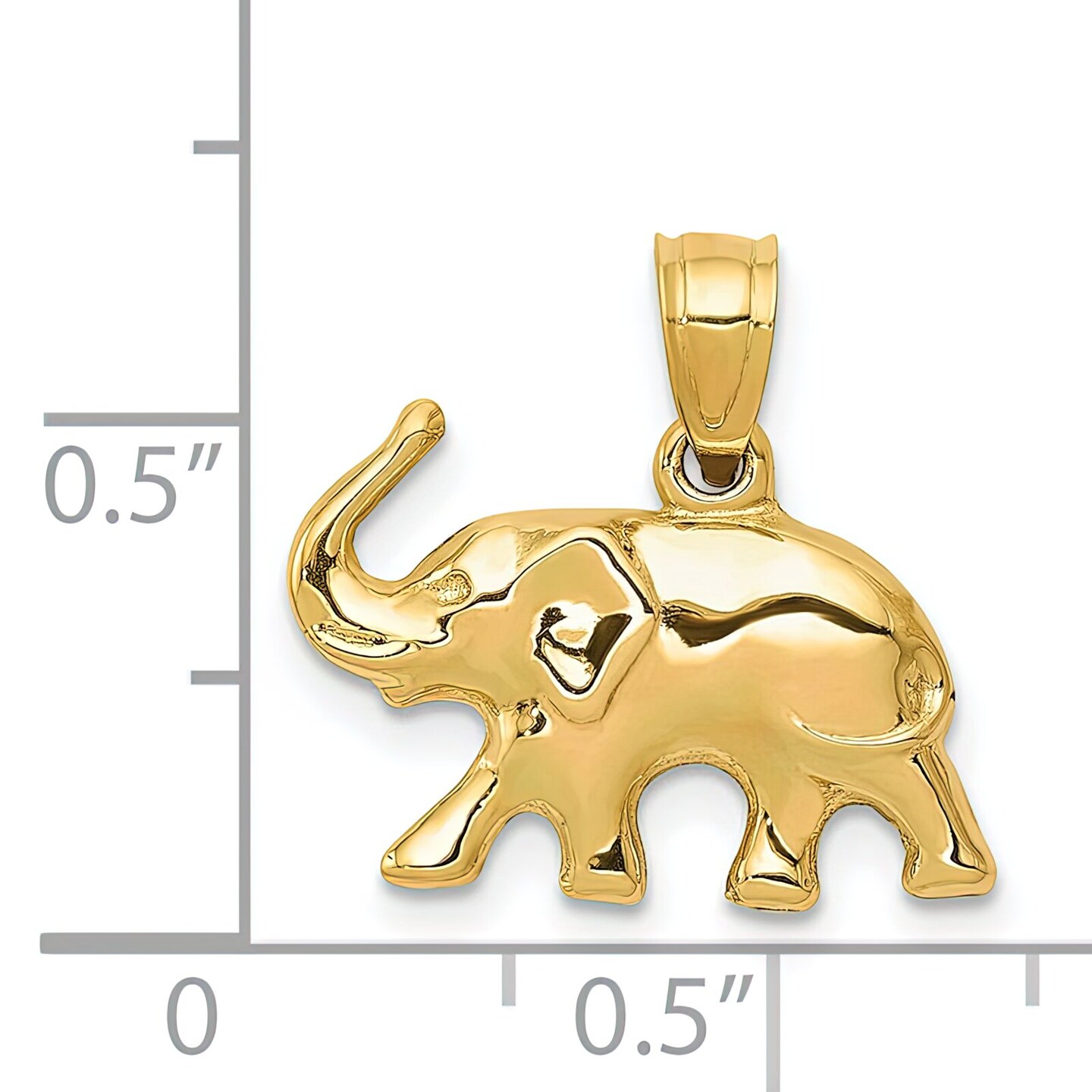 14K Yellow Gold 3D Elephant Charm Pendant Jewelry