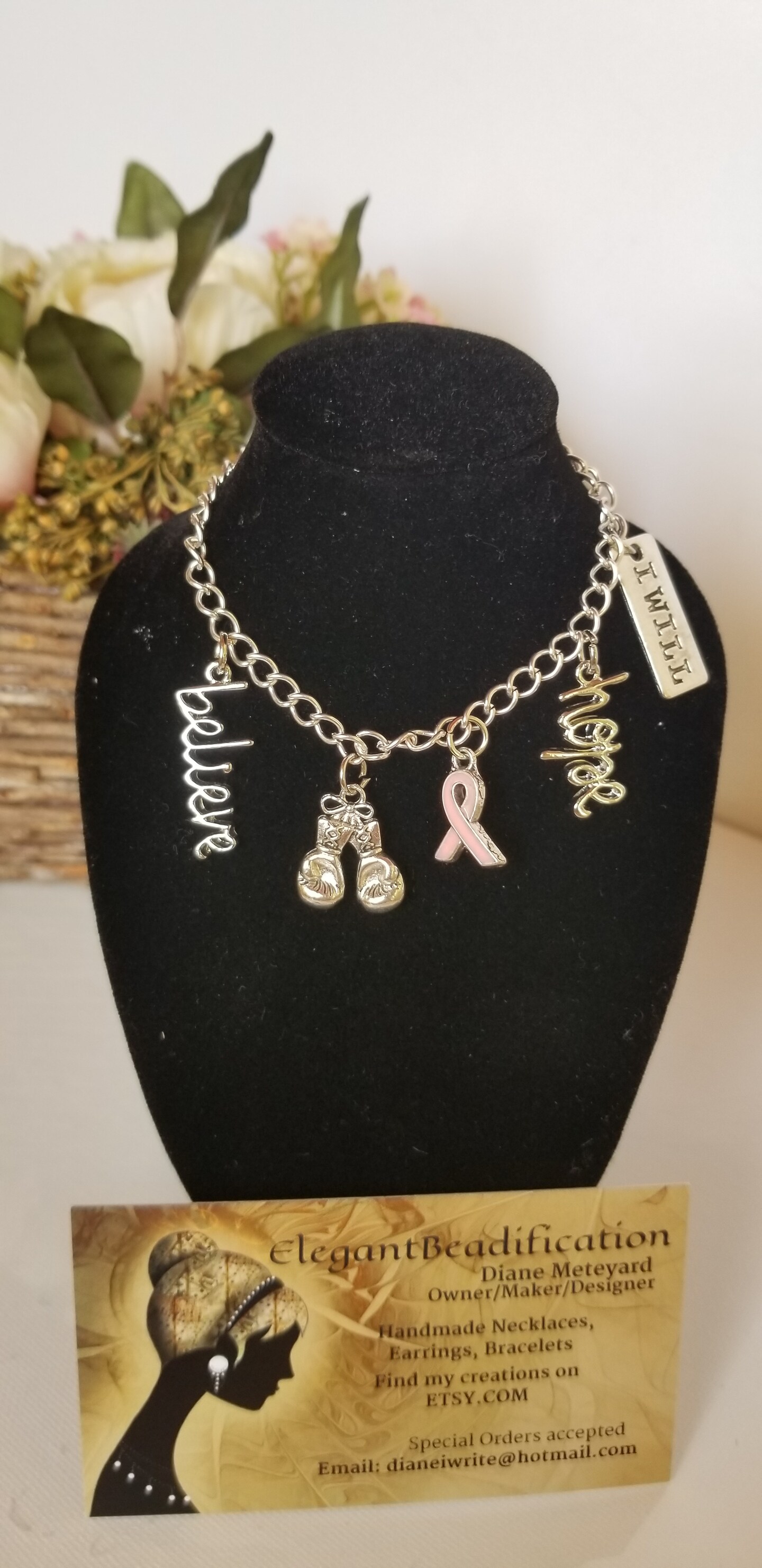 Breast cancer hot sale charm bracelet