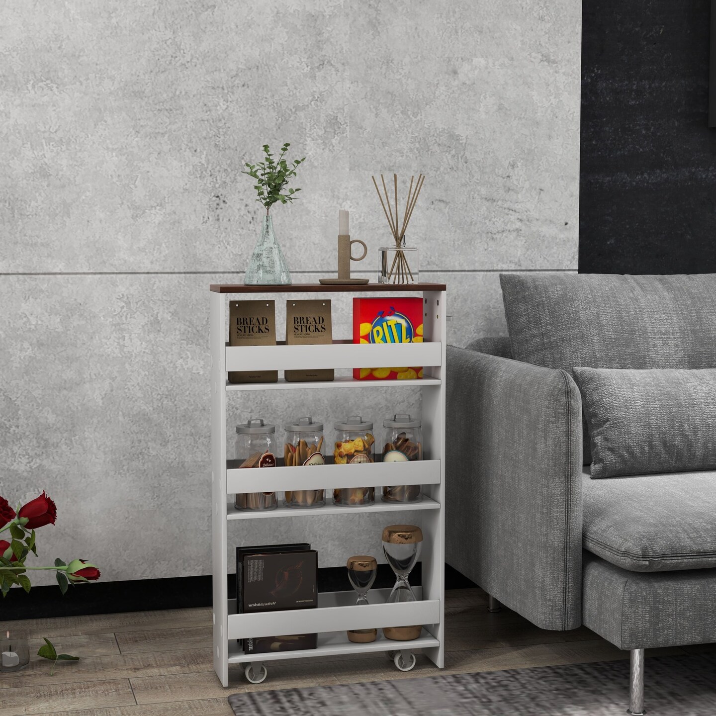 Mobile Rolling Cart with 3-Tier Storage Shelves Rack on Wheels for Kitchen or Bathroom