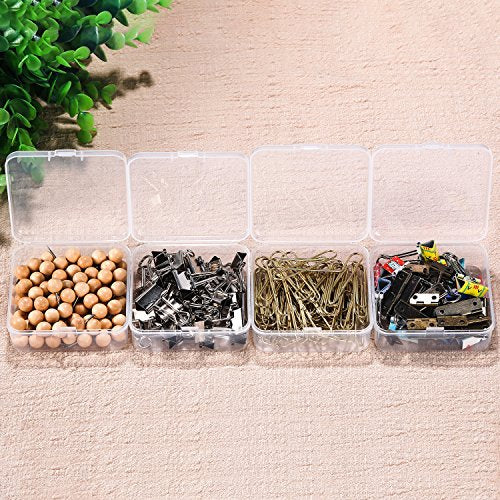 12 Pack Clear Plastic Beads Storage Containers Box with Hinged Lid for Beads and More (2.12 x 2.12 x 0.79 Inch)