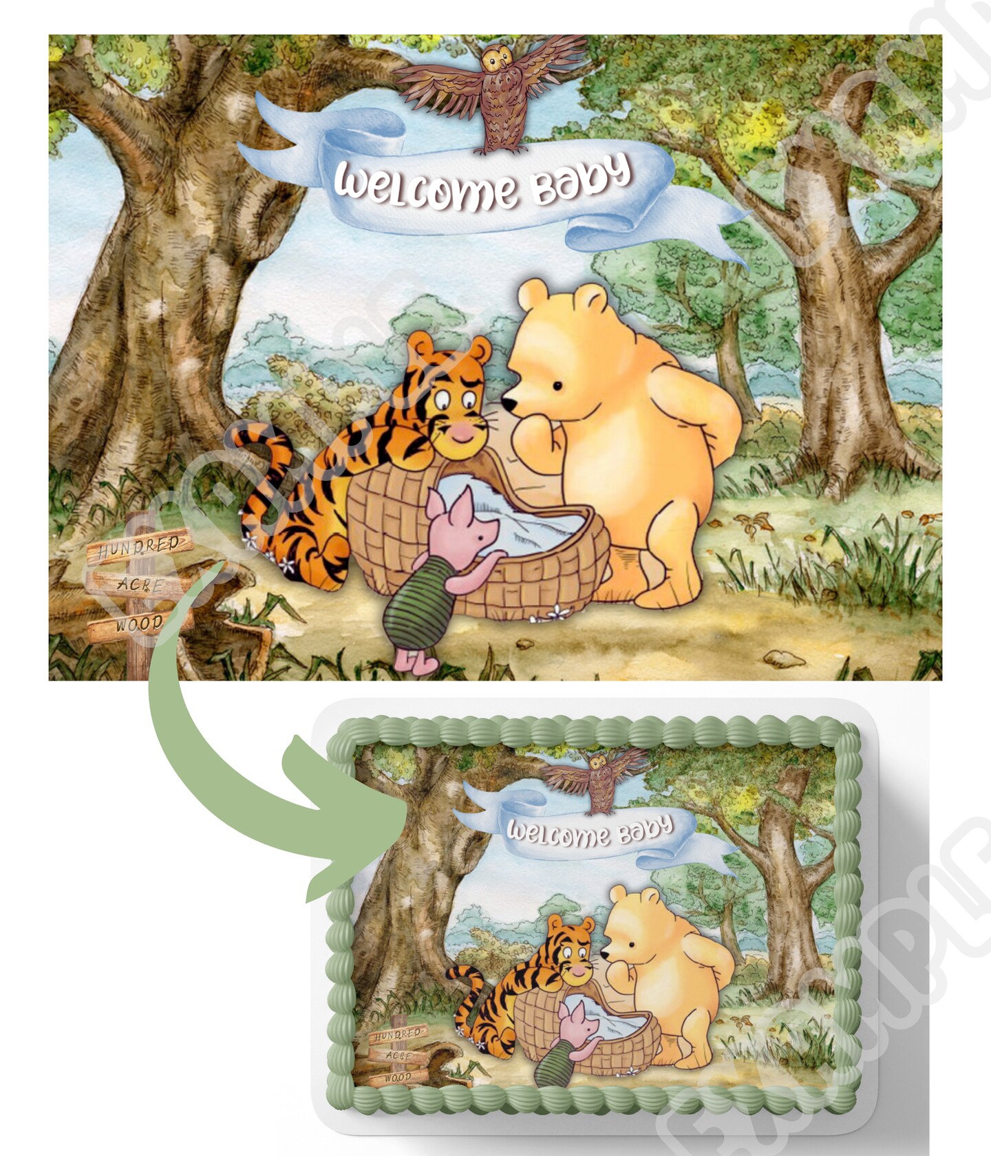 Pooh Bear Cake Topper Pooh Bear Baby Shower Cake Topper Edible image Pooh  Bear Baby Shower Decorations | MakerPlace by Michaels, image size:926x1080