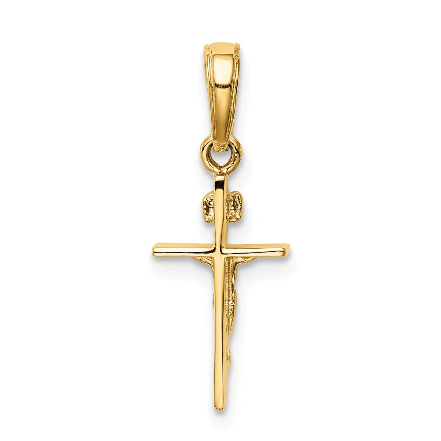 14K Yellow Gold INRI Crucifix Pendant Charm Jewelry 23mm x 9mm