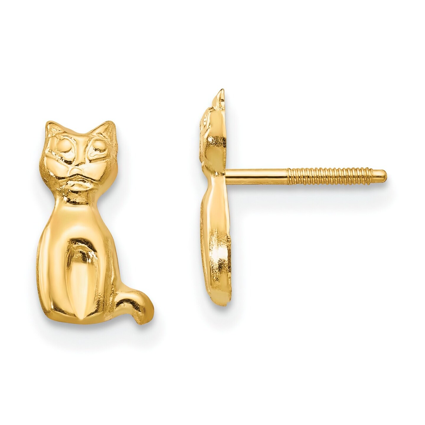 14K Solid Gold Cat Earrings  LibertyLovecom