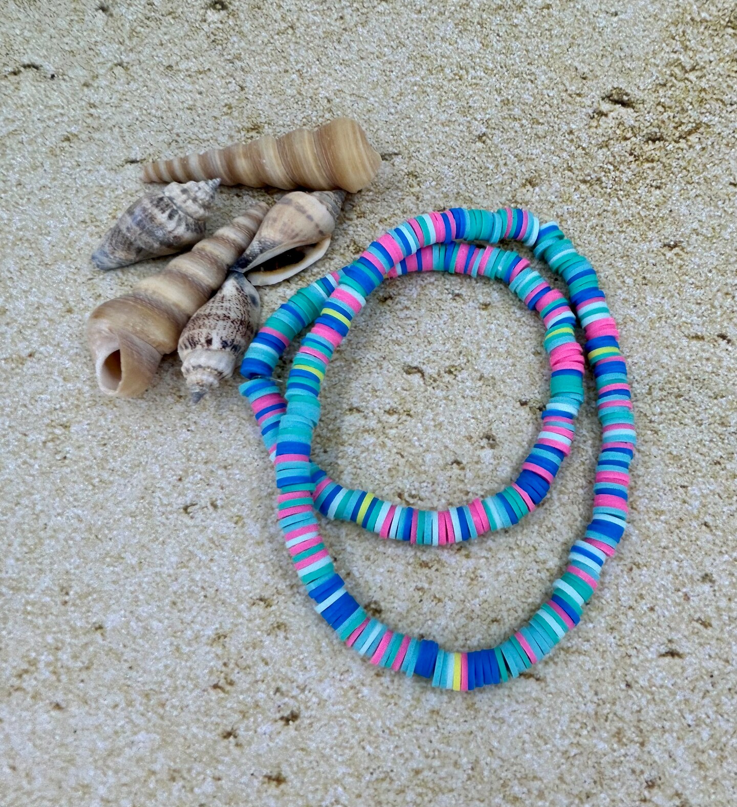 Turquoise, Pink, White, Yellow, Light Blue Heishi Clay BRACELET by