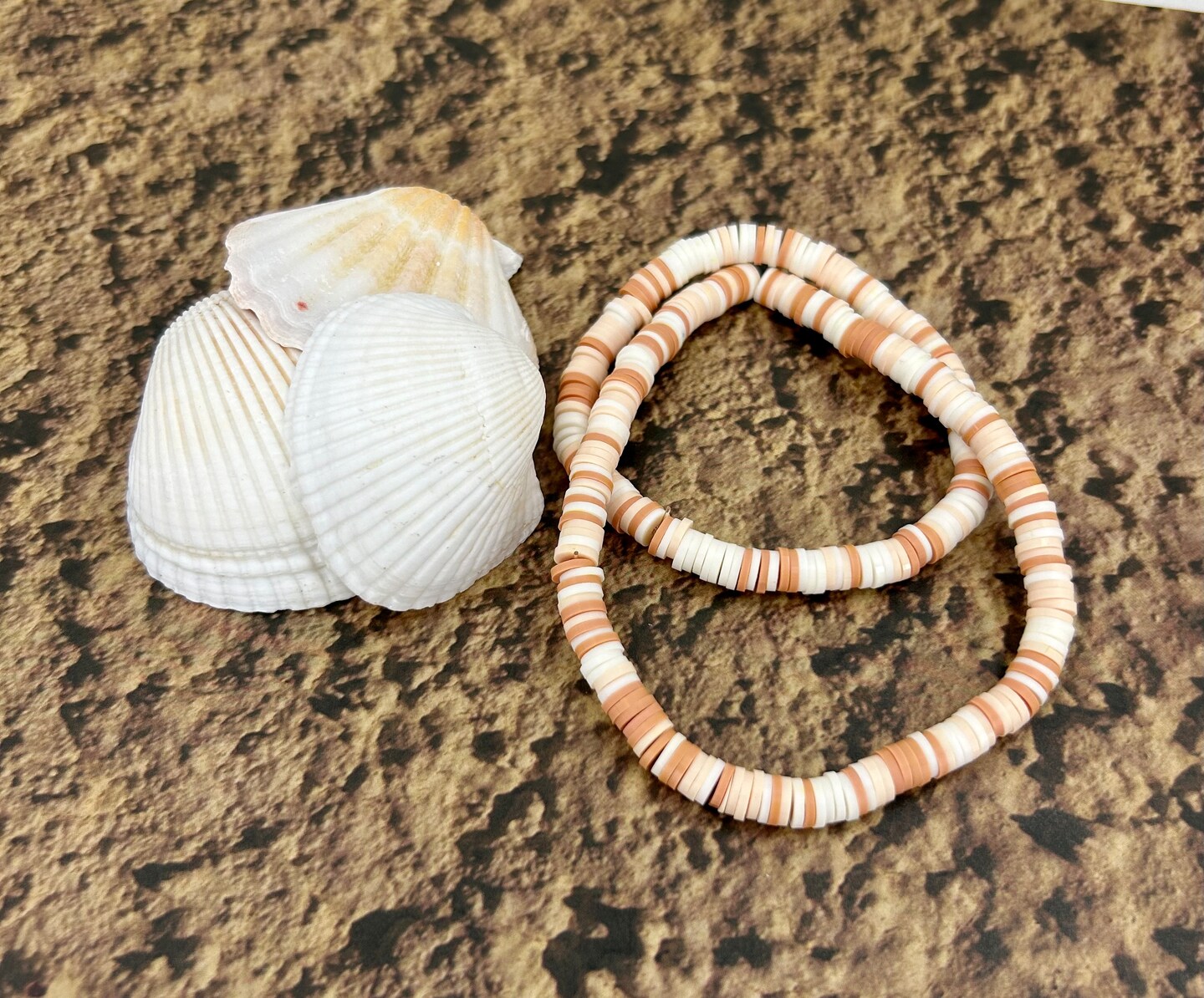 Copy-Beige, Peach, Cream, and White Heishi Clay BRACELETS by RML