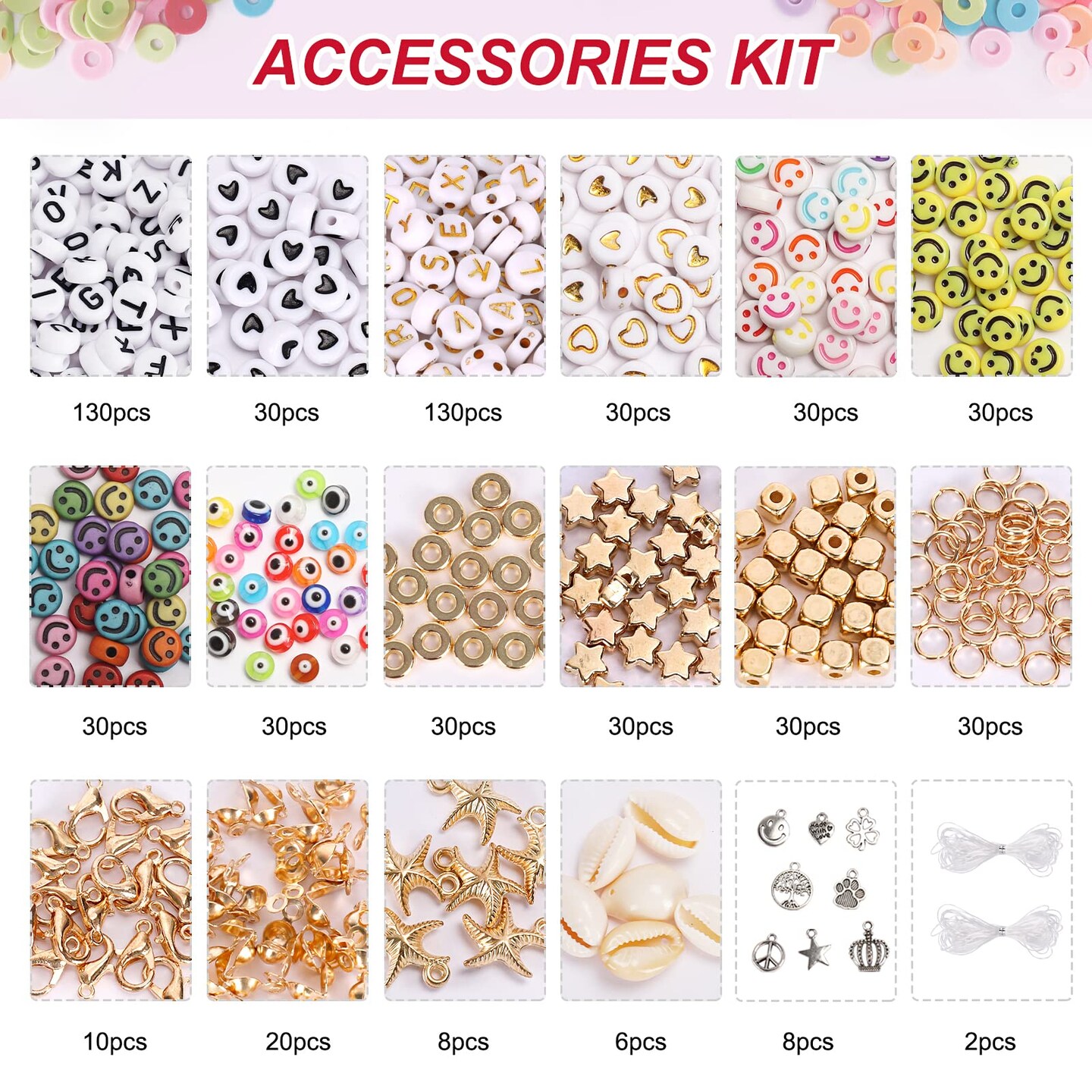 Hapgo 13000pcs Clay Beads Bracelet Making Kit, 48 Colors Friendship Bracelet Kit Flat Polymer Heishi Beads & Glass Seed Beads with Charms for