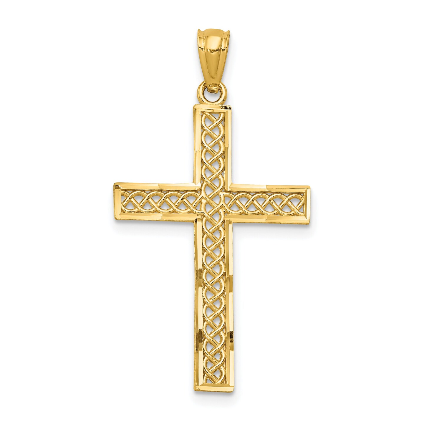 14K Yellow Gold Cross Pendant Charm Religious Jewelry 34 X 19mm